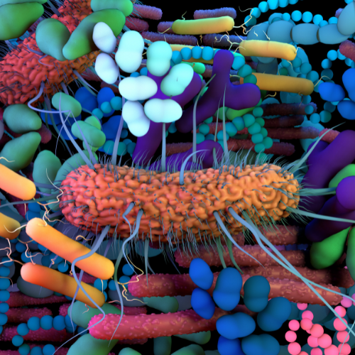 colorful rendering of microbes